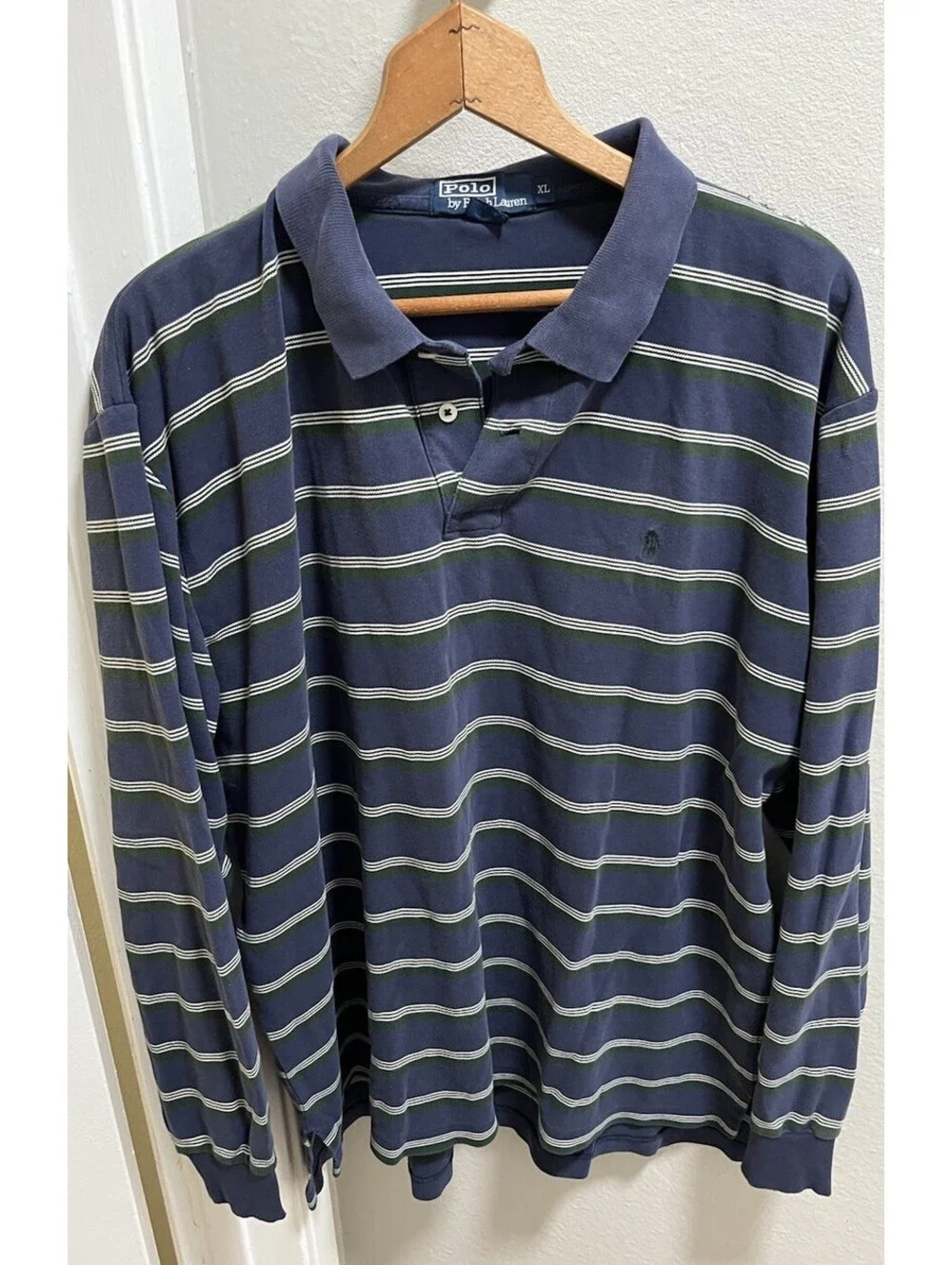 VTG Polo Ralph Lauren Striped Blue and Green Long Sleeve XL